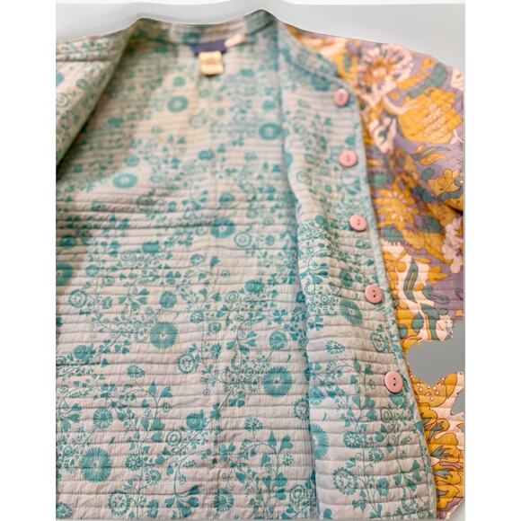 Provence D'Amour Reversible Jacket Women Size XL Cotton Quilted Eyelet Multicolr - Picture 14 of 15